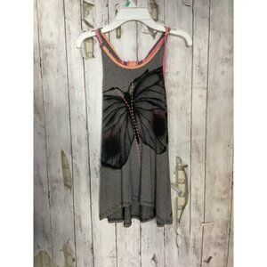 Deux Par Deux Butterfly Sundress Gray Striped Black Trim Size 7 for Girls